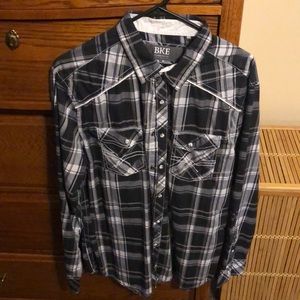 Buckle black button up shirt